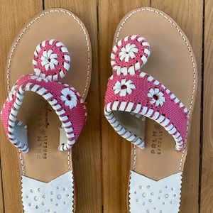 Palm Beach | Sz 6 | Pink Burlap w/ Wt leather